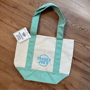 Trader Joe’s Cream and Mint Green Canvas Tote Bag
